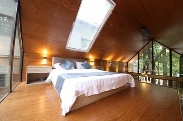 Log Cabin Modular Homes / Rumah Kaca Prefab Dengan Panel Lcd Berwarna Cerdas