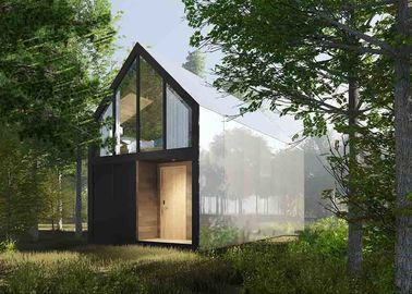 Dark Grey Taupe Prefab Loft Homes Ukuran L8700 * W4000 * H5600mm Untuk Garden Villas